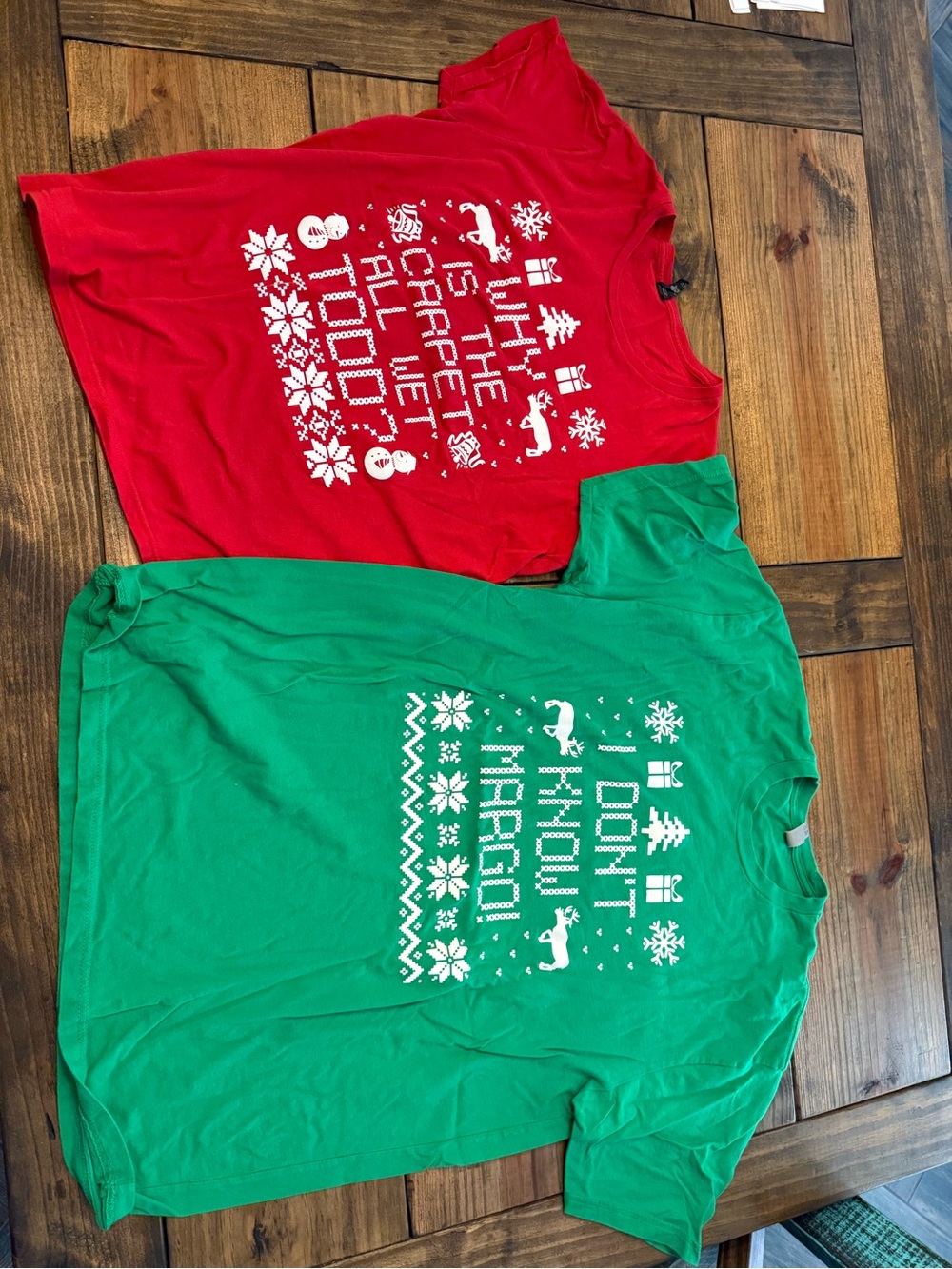 His and Hers Holiday Graphic Tee - Red & Green